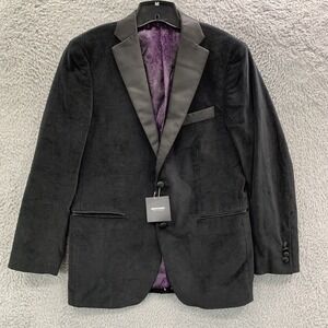 INDOCHINO Blazer Mens Size 42 Velvet Black Jacket 2 Button Single Vented
